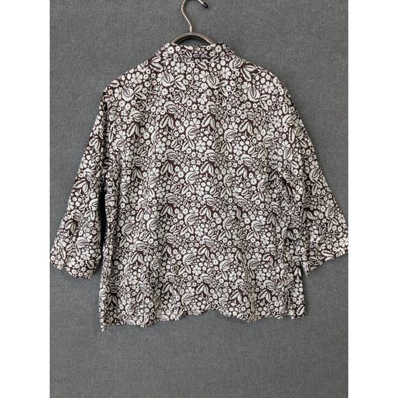 LRL Ralph Lauren Poplin Top Womens 3X Brown Floral Button Up Dress Shirt - Picture 3 of 10
